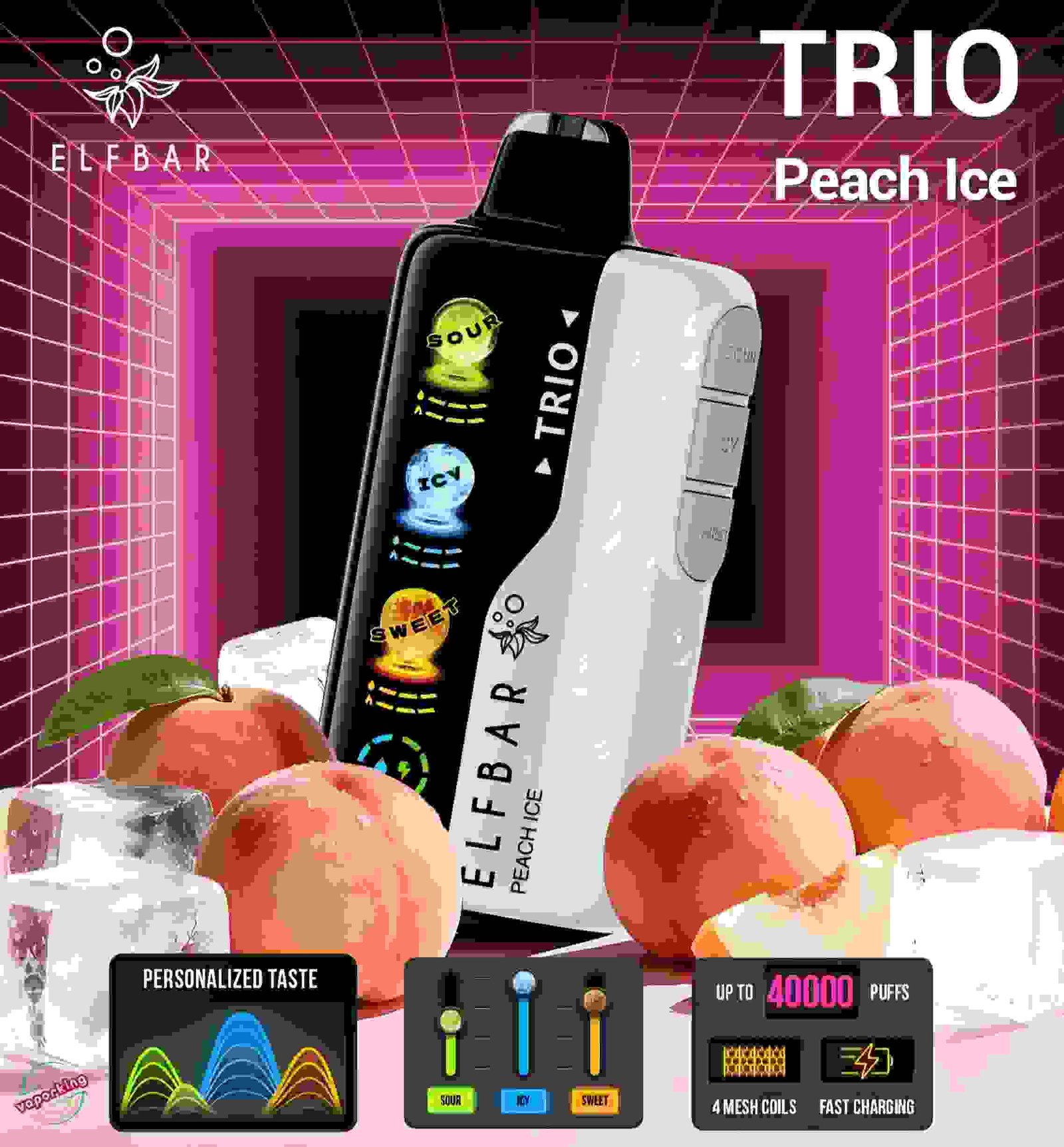 Elf Bar TRIO 40000 Puffs – Peach Ice